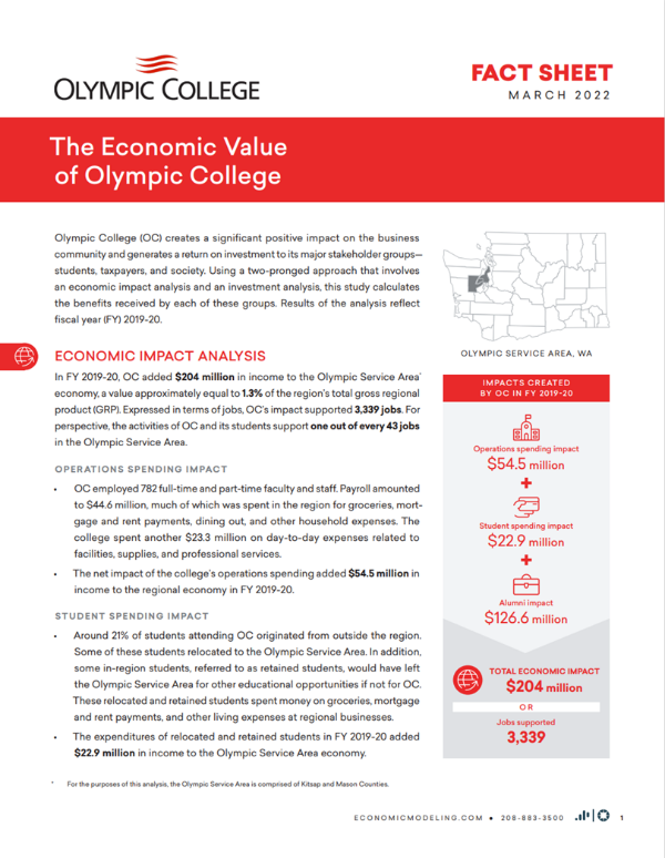 Fact Sheet- Economic Value of Olympic College